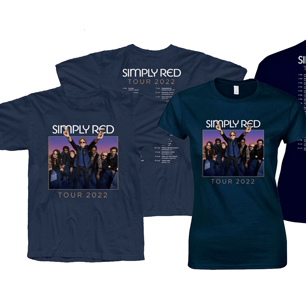 Buy Online Simply Red - 2022 Tour T Shirt With February Dates Back Print