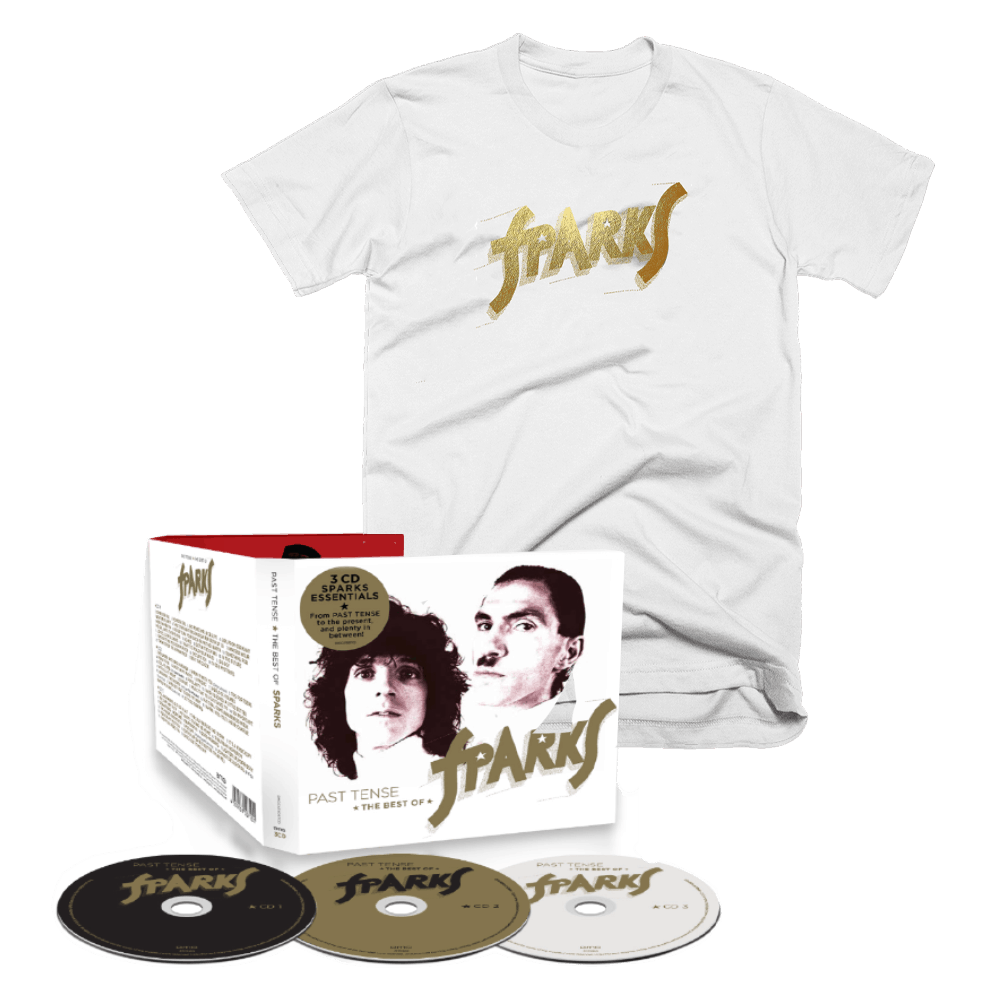 Buy Online Sparks - Past Tense: The Best Of Sparks Triple CD + Gold Foil Logo T-Shirt