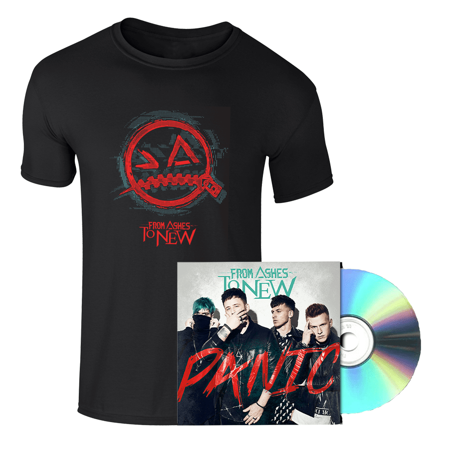 Buy Online From Ashes to New - Panic Turquoise Bundle (T-Shirt and CD)