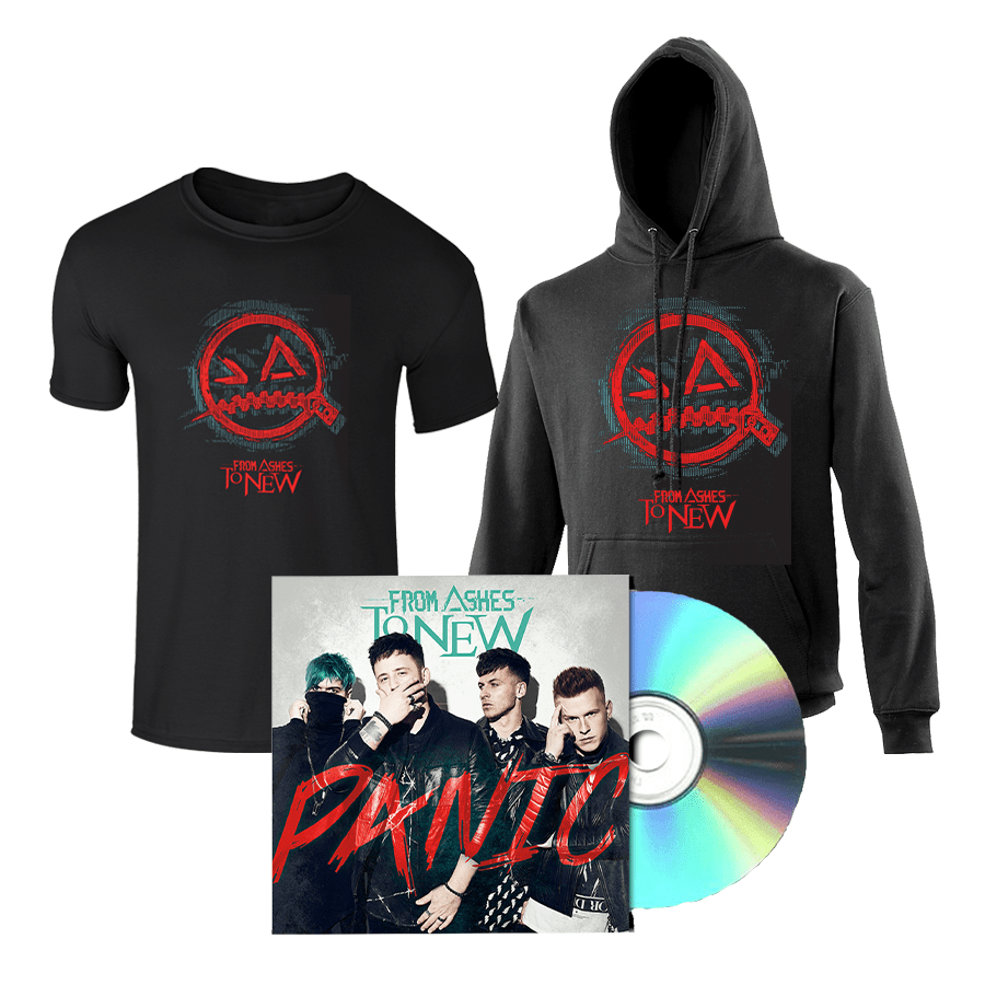 Buy Online From Ashes to New - Panic Turquoise Bundle (Hoodie, T-Shirt, CD + Digital Download)