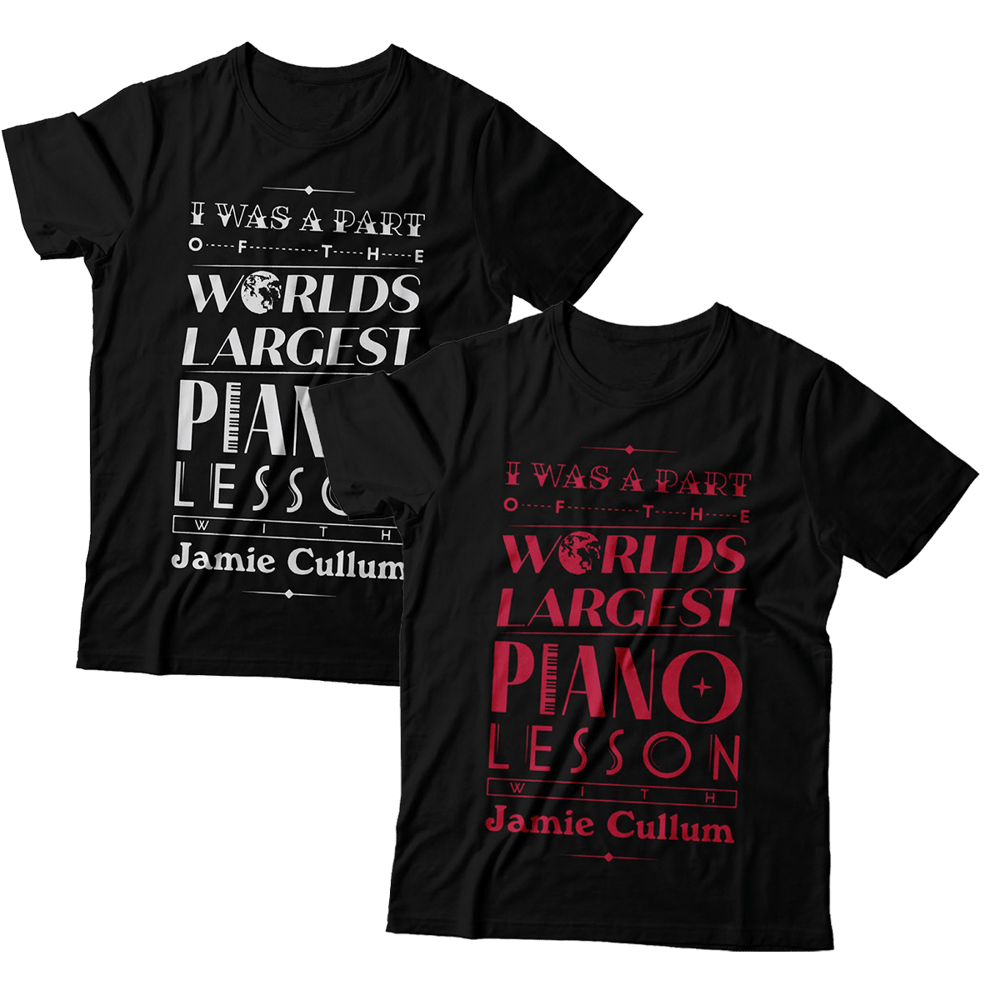 Buy Online Jamie Cullum - Worlds Largest Piano Lesson Black T-Shirt (Adult)