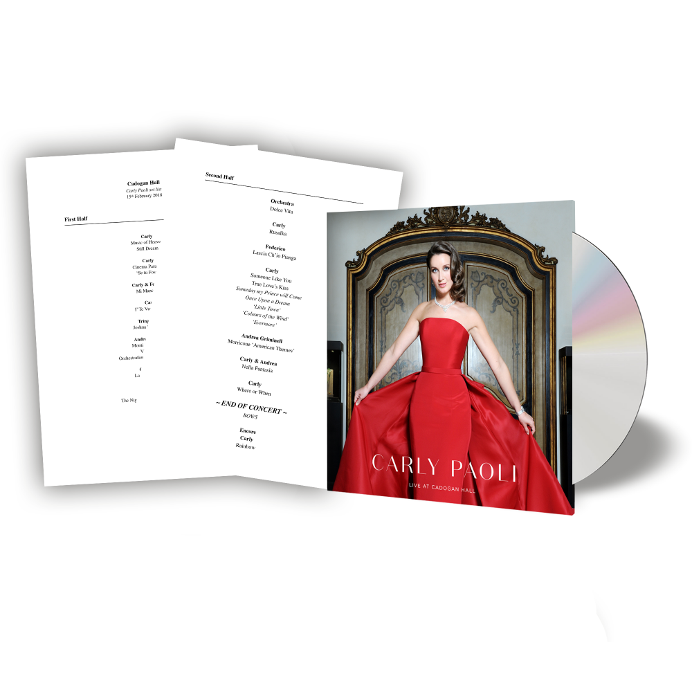 Buy Online Carly Paoli - Live at Cadogan Hall + Full Cadogan Hall setlist personally signed by Carly