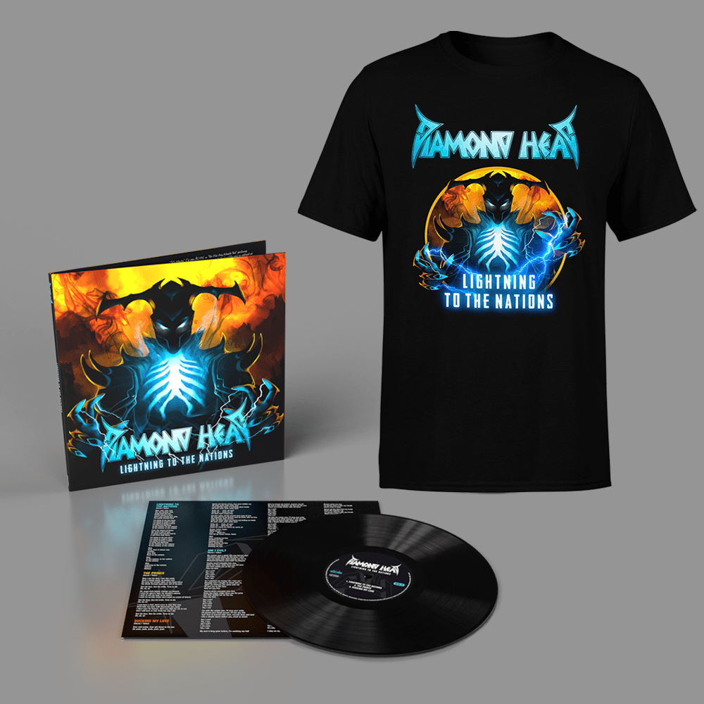 Buy Online Diamond Head - Lightning To The Nations (The White Album) [Remastered 2021] Vinyl Album & The Lightning God T-Shirt