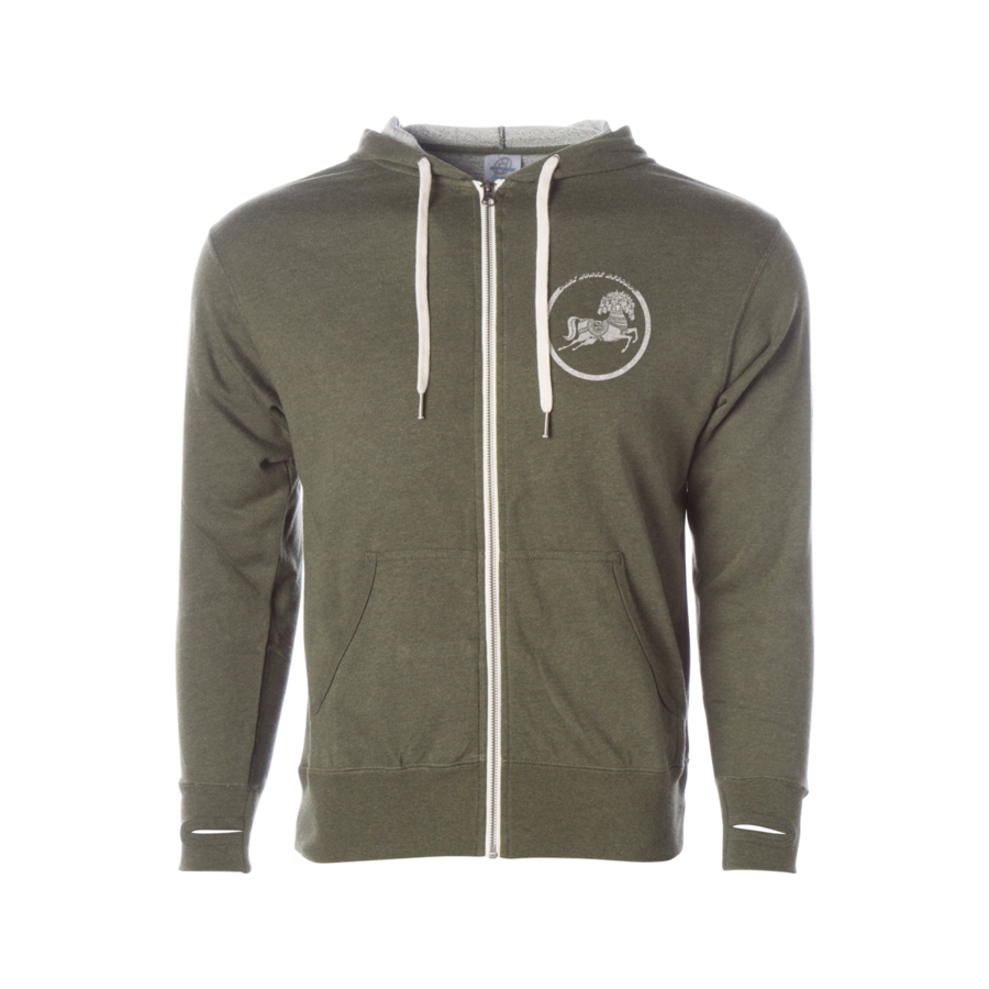 Dark Horse Records Olive Zip Hoodie on George Harrison Official Online Store