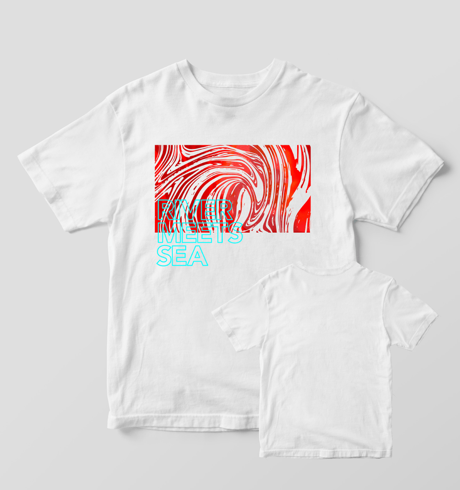 Buy Online River Meets Sea - Ink Swirl White T-Shirt