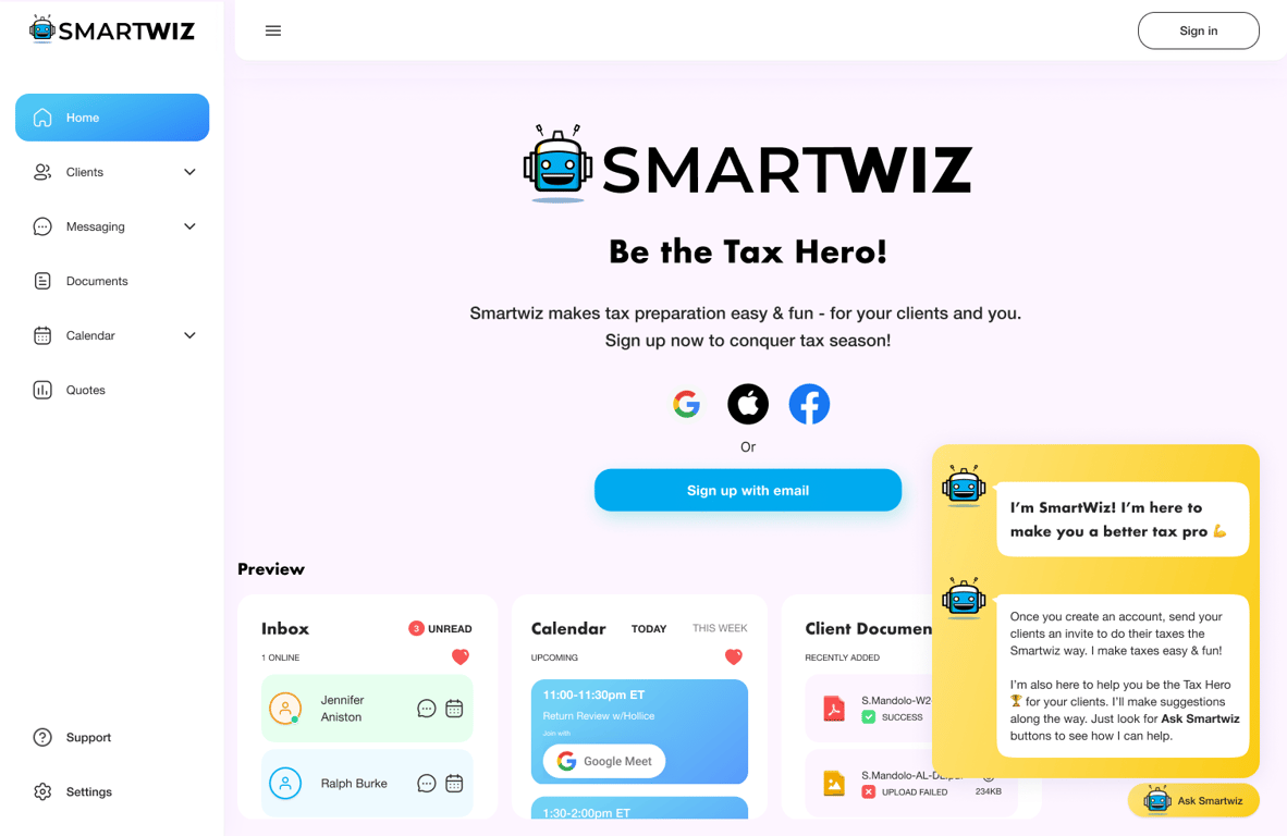 Desktop UI for tax pro