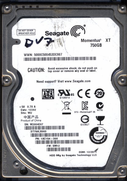 SEAGATE 750GB ST750LX003 1AC154-300 SN W20 100657576 DONOR DRIVE