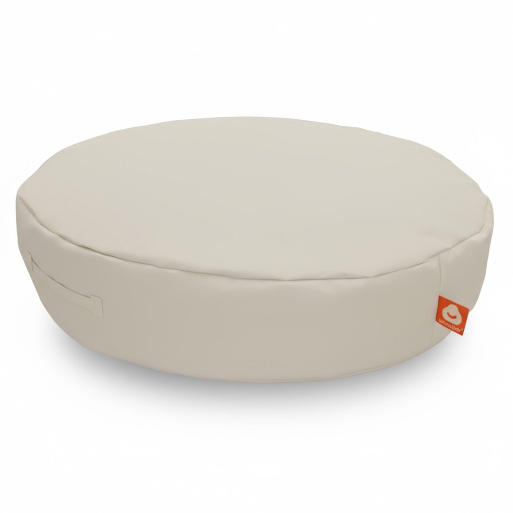 Whoober ronde zitzak "Ibiza" outdoor crème - Wasbaar - Geschikt voor buiten als poef