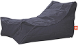 Bali Large Loungstoel zitzak antraciet. Zijkant met het whoober label aan de achterkant van de zitzak.