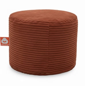 Detail van de bordeux rood poefzitzak met losse binnenzak en rits