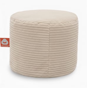 Detail van de creme poefzitzak met losse binnenzak en rits