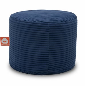 Detail van de donker blauwe poefzitzak met losse binnenzak en rits