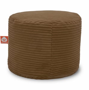 Detail van de donkerbruine poefzitzak met losse binnenzak en rits