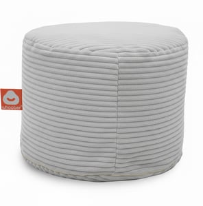 Detail van de licht grijs poefzitzak met losse binnenzak en rits