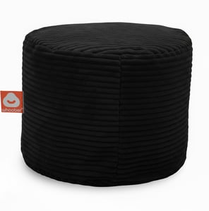 Detail van de zwarte poefzitzak met losse binnenzak en rits