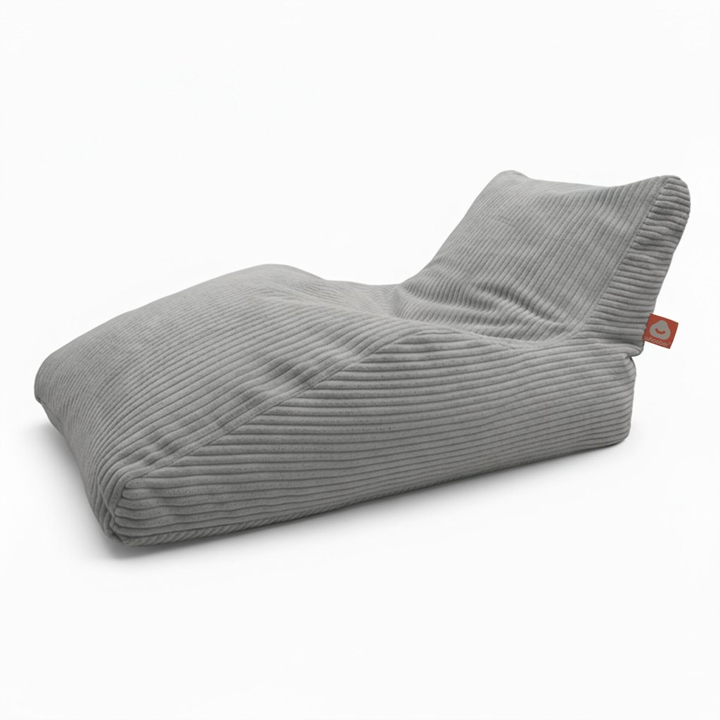 Bali XL lichtgrijs ribfluweel loungezitzak zijkant