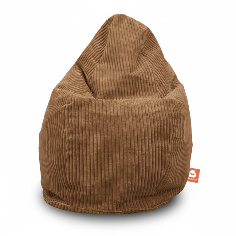 Barça Peervormige Zitzak Donkerbruin Ribfluweel