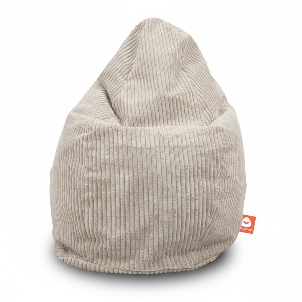 Barça creme dik ribfluweel peervormige zitzak