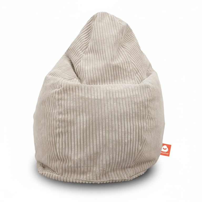 Barça Peervormige Zitzak Crème Ribfluweel