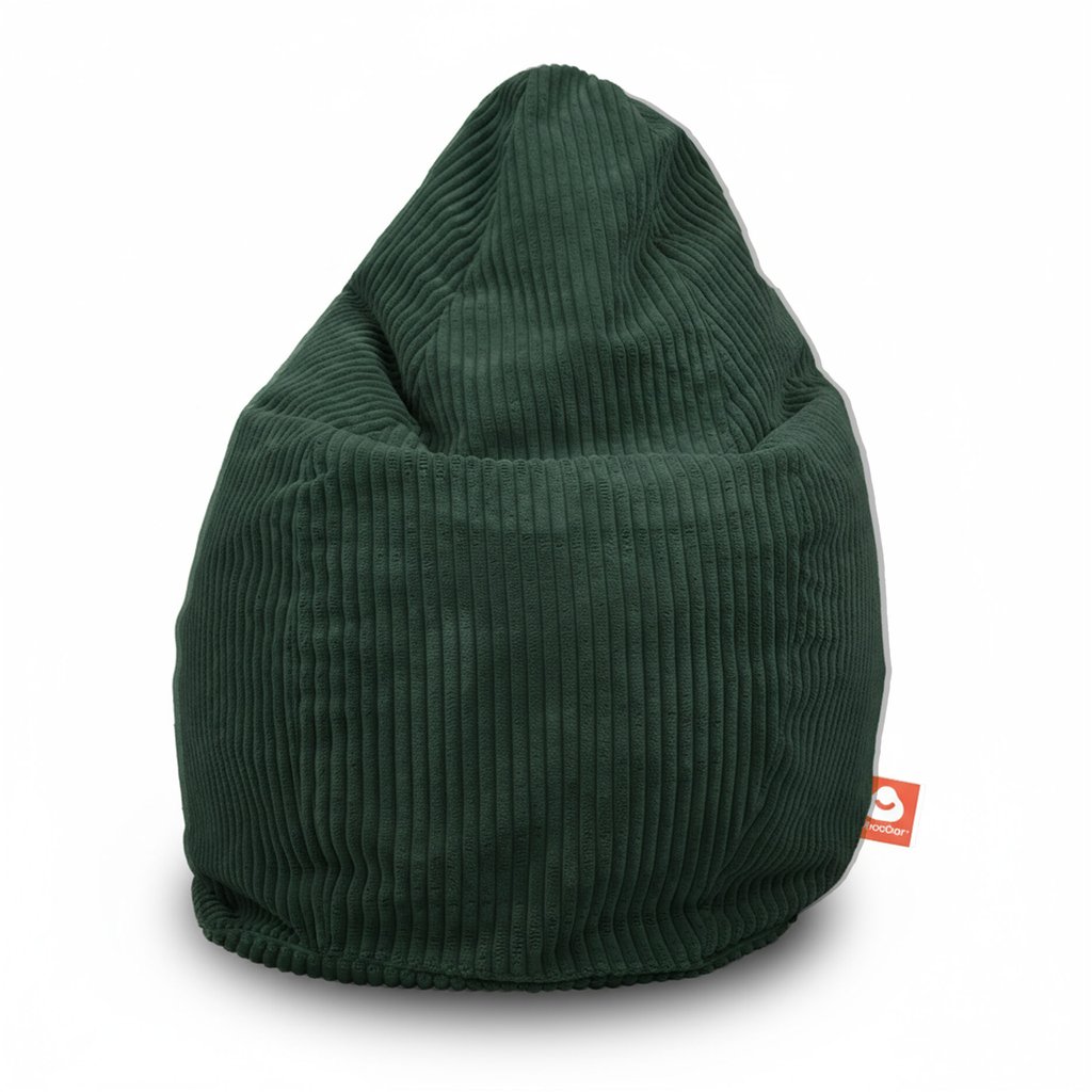 Barça donkergroen dik ribfluweel peervormige zitzak