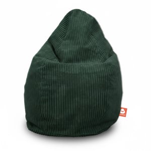 Barça donkergroen dik ribfluweel peervormige zitzak