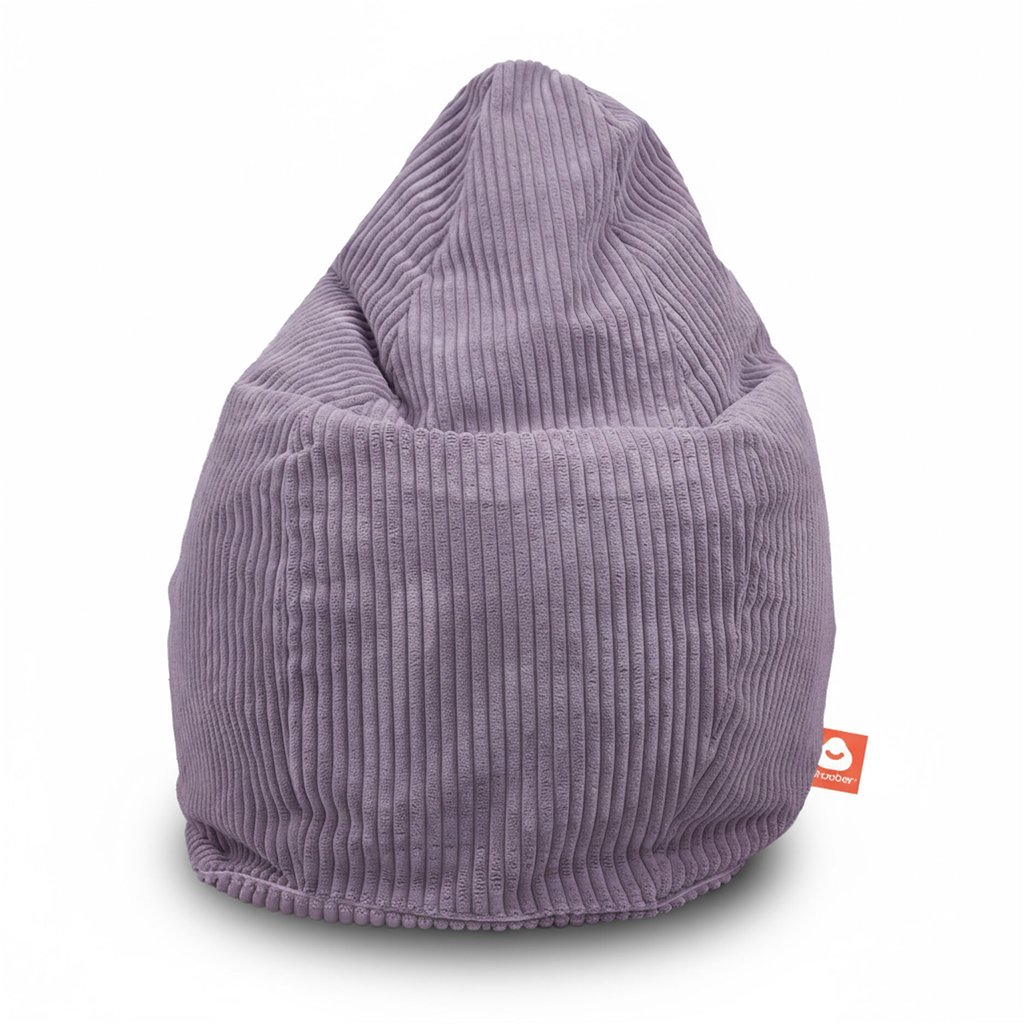 Barça paars dik ribfluweel peervormige zitzak voorkant