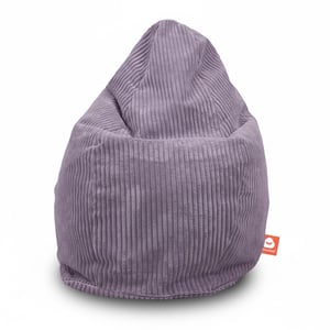 Barça paars dik ribfluweel peervormige zitzak voorkant