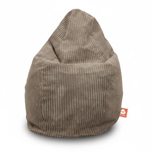 Barça taupe dik ribfluweel peervormige zitzak voorkant