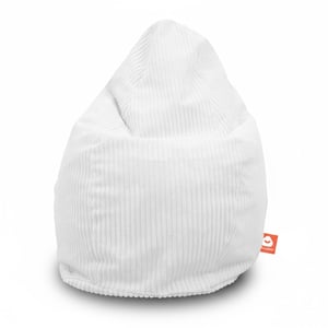 Barça wit dik ribfluweel peervormige zitzak voorkant