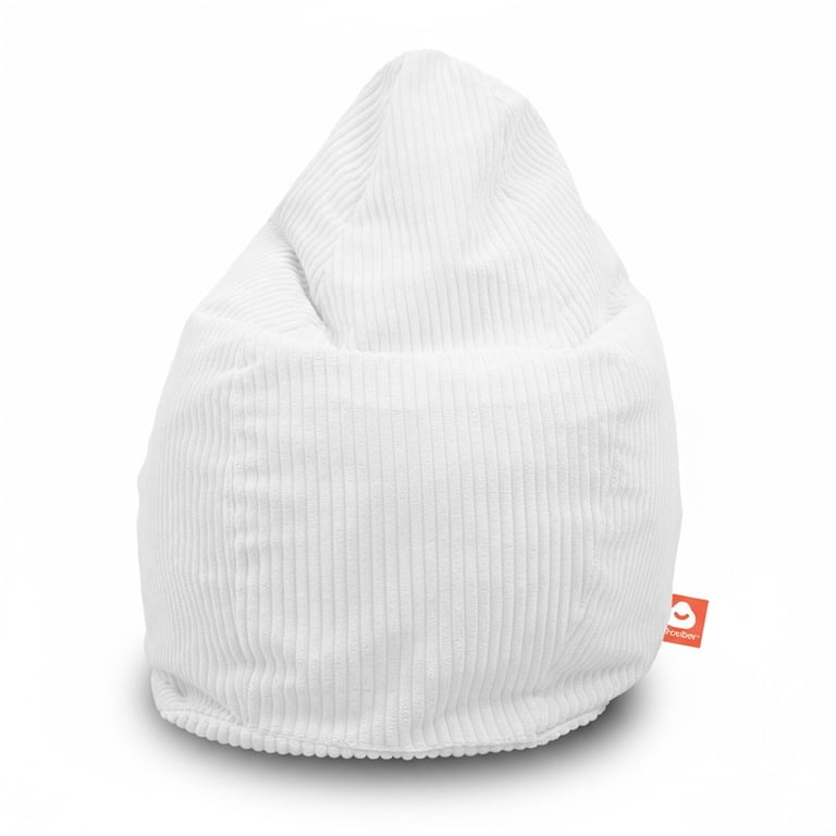 Barça Peervormige Zitzak Wit Ribfluweel