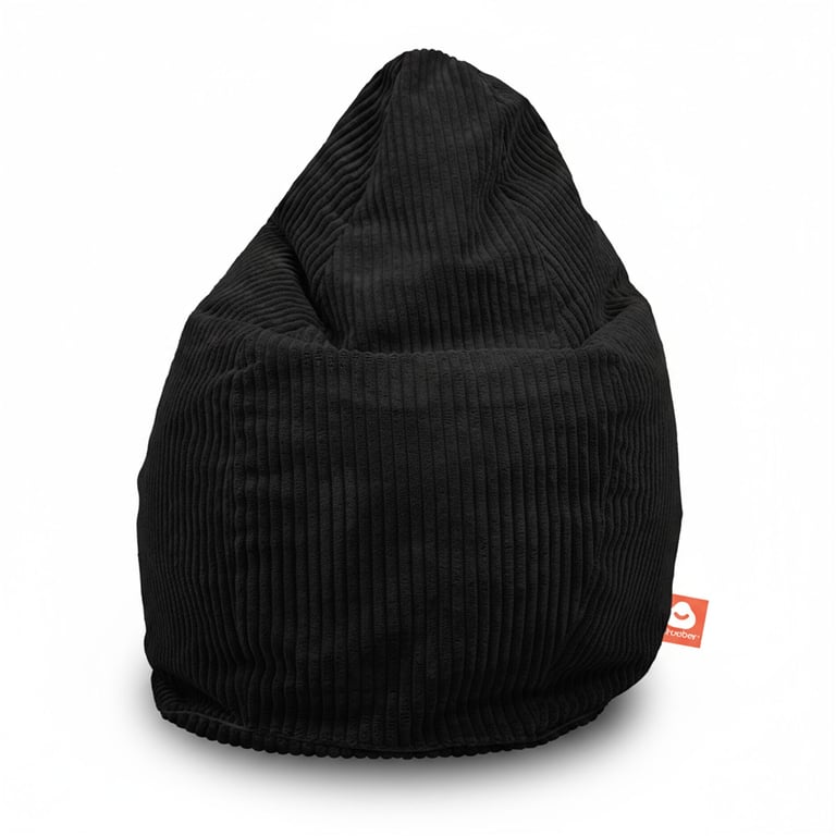 Barça Peervormige Zitzak Zwart Ribfluweel