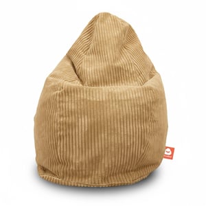 Barça geel dik ribfluweel peervormige zitzak voorkant