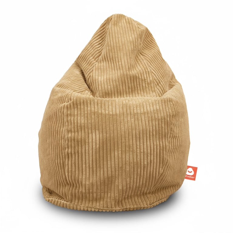 Barça Peervormige Zitzak Lichtbruin Ribfluweel