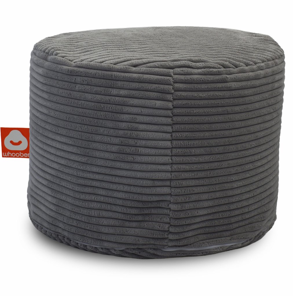 Detail van de antrasiet poefzitzak met losse binnenzak en rits