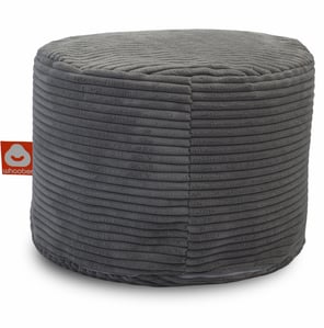 Detail van de antrasiet poefzitzak met losse binnenzak en rits