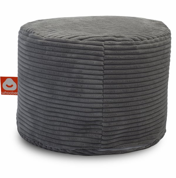 Detail van de antrasiet poefzitzak met losse binnenzak en rits