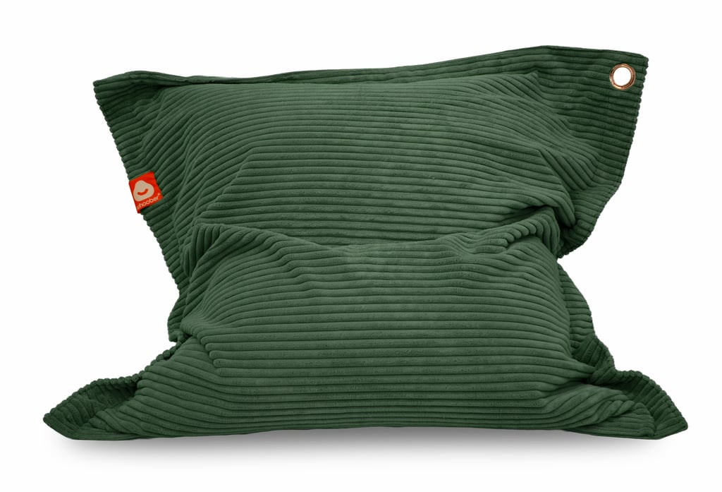 St. Tropez rechthoekige zitzak in dik ribfluweel, diep donkergroen.