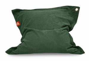 St. Tropez rechthoekige zitzak in dik ribfluweel, diep donkergroen.