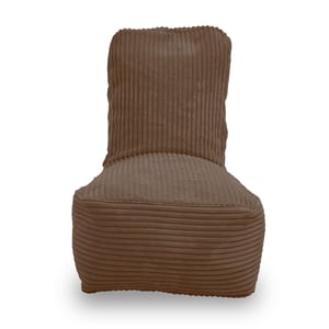 Fiji donkerbruin kinderzitzak in dik ribfluweel – aquablauw. Voorkant met hoge rugleuning