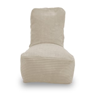 Fiji creme kinderzitzak in dik ribfluweel – aquablauw. Voorkant met hoge rugleuning