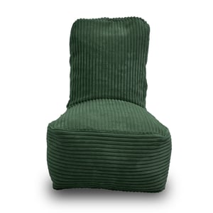 Fiji donker groene kinderzitzak in dik ribfluweel – aquablauw. Voorkant met hoge rugleuning