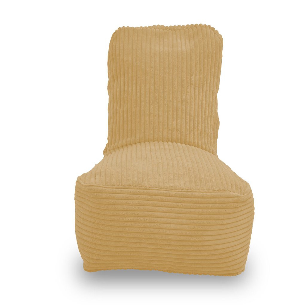 Fiji kinderzitzak in dik ribfluweel – geel. Voorkant met hoge rugleuning