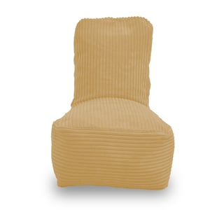 Fiji kinderzitzak in dik ribfluweel – geel. Voorkant met hoge rugleuning