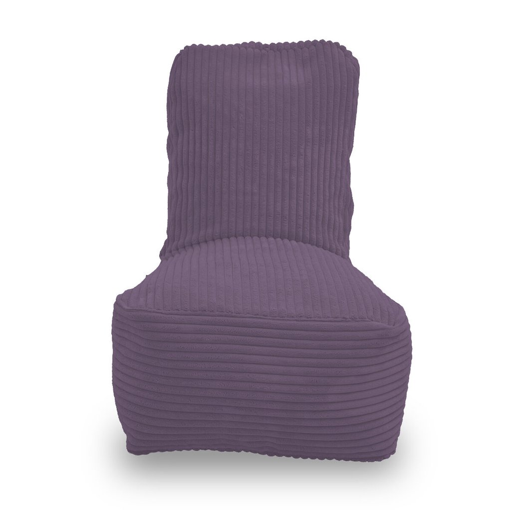 Fiji paarse kinderzitzak in dik ribfluweel – aquablauw. Voorkant met hoge rugleuning