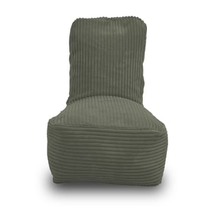 Fiji legergroene kinderzitzak in dik ribfluweel – aquablauw. Voorkant met hoge rugleuning