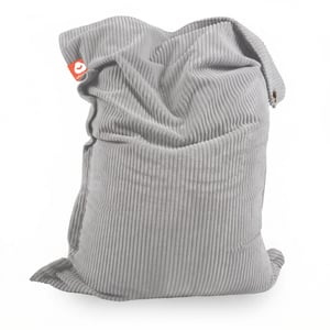 St. Tropez XL grijs dik ribfluweel rechthoekige zitzak. Staand voorkant met Whoober label.