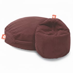 Ibiza bordeaux rood zitzak in dikke ribfluweel als stoel en liggend