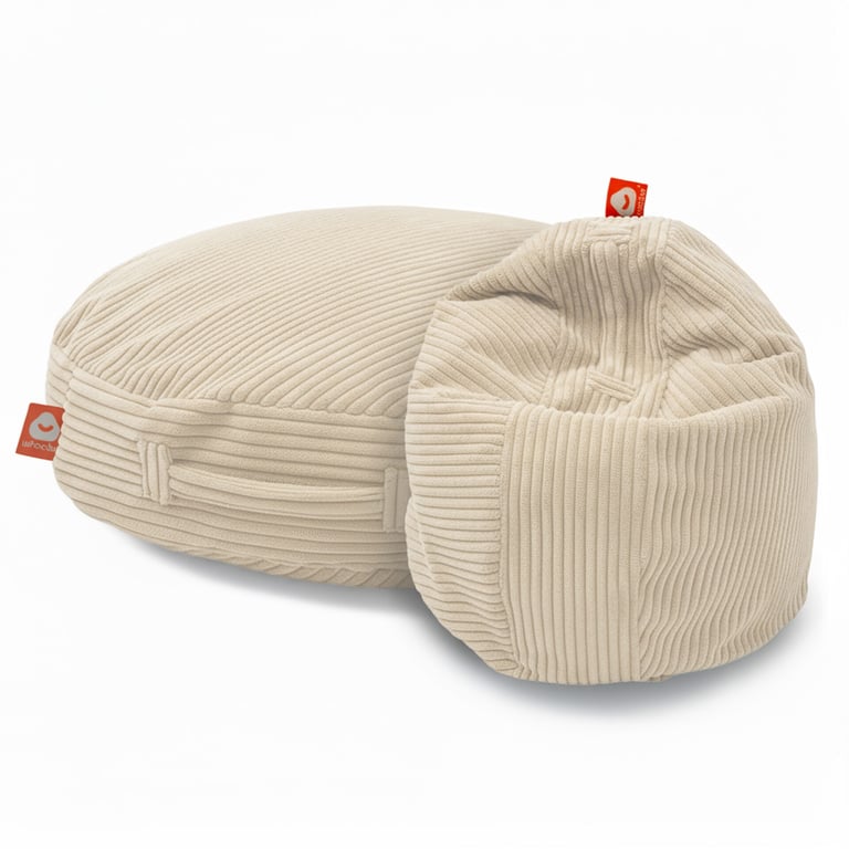 Ibiza Ronde Zitzak Crème Ribfluweel