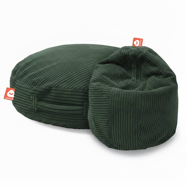 Ibiza Ronde Zitzak Donkergroen Ribfluweel