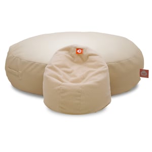 Ibiza Large creme ronde zitzak in zachte teddy stof als stoel en lounge zitzak